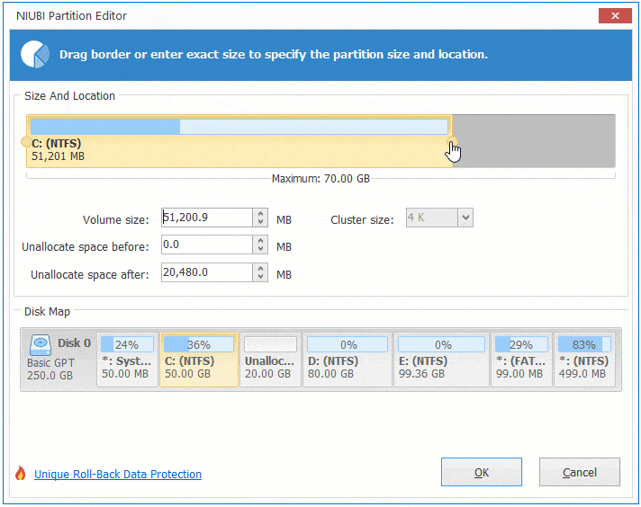 Étendre le lecteur C