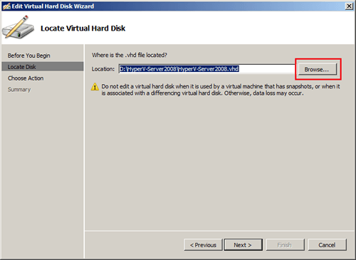 Select VHD disk