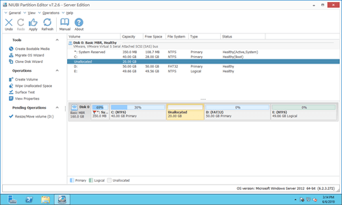 未割り当て領域をCに結合