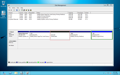 Cドライブが縮小されました
